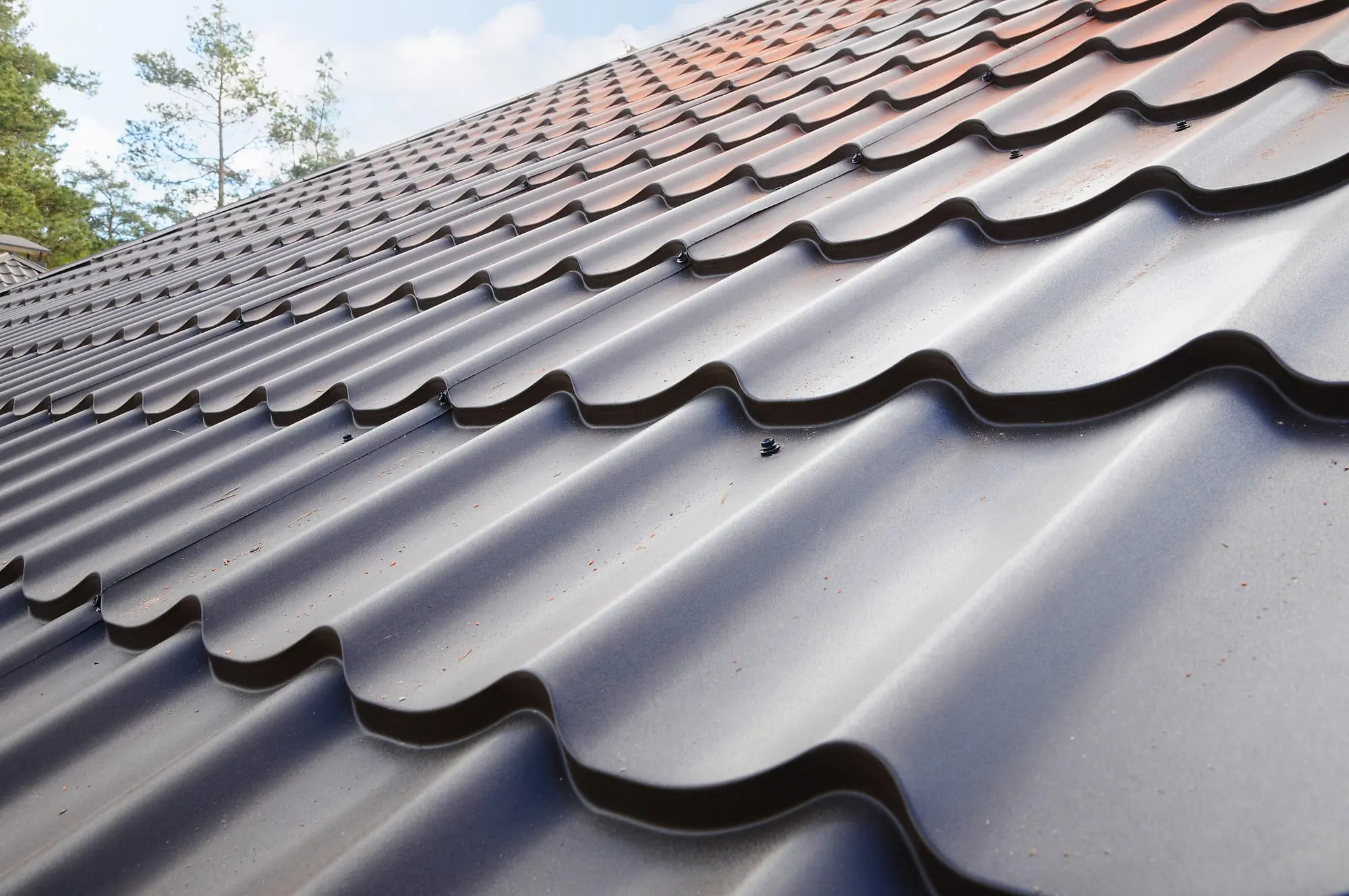 Roofing materials. Metal House roof. Closeup House Construction Building Materials. Roof construction.